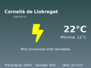 El temps a Cornellà de Llobregat avui, 12 de Maig de 2026