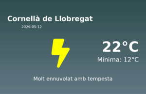 El temps a Cornellà de Llobregat avui, 12 de Maig de 2026