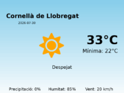 AEMET: El temps per a Cornellà de Llobregat – 30 de Juliol de 2026